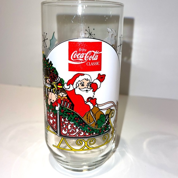 Coca-Cola Santa Rudolph Reindeer Vintage Drinking Glass 1983 McCrory Stores EUC - Picture 3 of 10